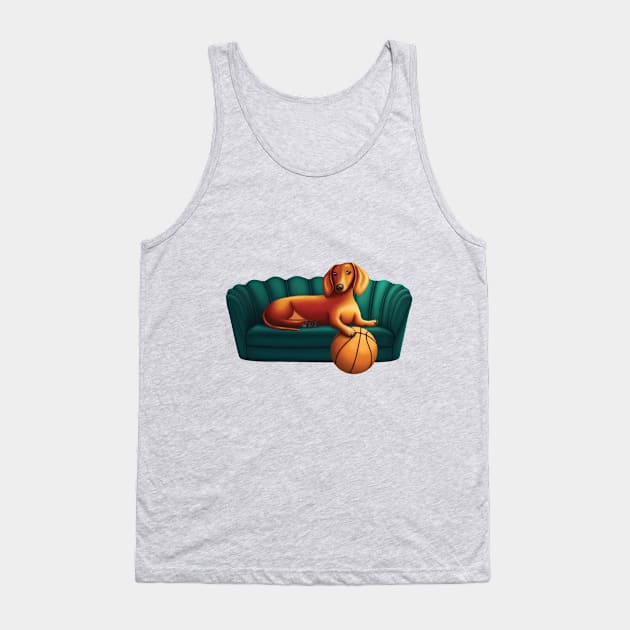 Dachshund on a couch Tank Top by SqwabbitArt